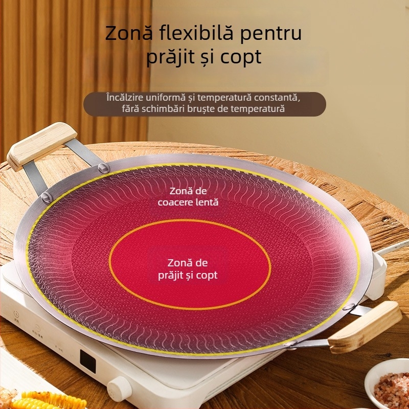 Tigaie grill din oțel inoxidabil, cu model fagure, îngroșată, suprafață antiaderentă netedă, potrivită pentru exterior, compatibilă cu plitele cu inducție, plitele cu gaz și plita de tip casetă