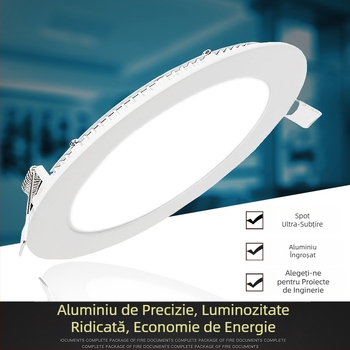 LED ultra-subțire încastrat în tavan, cu design perforat în grilă, panou rotund sau pătrat, 12W/18W