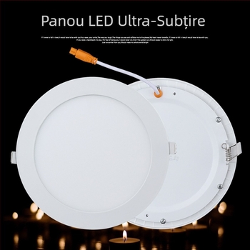 LED ultra-subțire încastrat în tavan, cu design perforat în grilă, panou rotund sau pătrat, 12W/18W