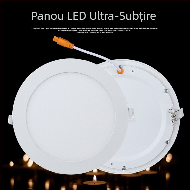LED ultra-subțire încastrat în tavan, cu design perforat în grilă, panou rotund sau pătrat, 12W/18W