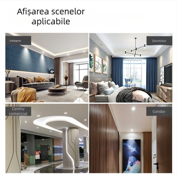 Downlight LED ultra-subțire încastrat, panou circular de 75 mm, corp de plafon cu orificiu de grilă