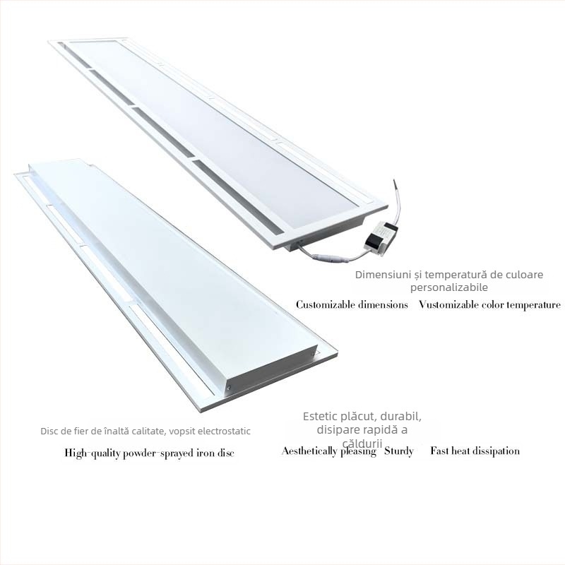 Corp LED panou de tavan încastrat, dimensiuni 600x600 mm sau 300x1200 mm, iluminat birou, carcasă din aluminiu, fără reglaj, temperatură a culorii 3000K/4000K/6000K.