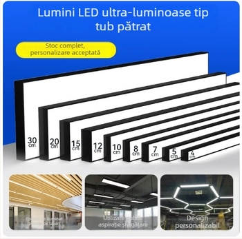 Lumină LED tip bandă, personalizată pentru birouri și spații comerciale, protecție tripla, suspensie cu grilaj de plafon