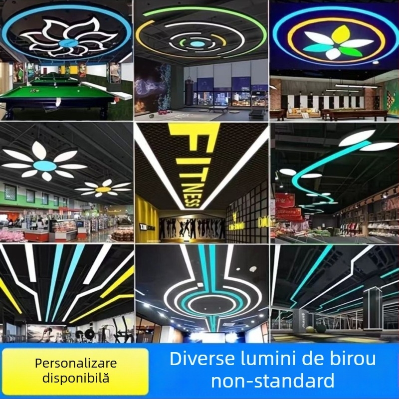 Lumină LED tip bandă, personalizată pentru birouri și spații comerciale, protecție tripla, suspensie cu grilaj de plafon