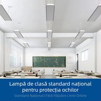 Lampă LED pentru sală de clasă, lampă liniară, protecție pentru ochi, iluminare bibliotecă anti-reflexie