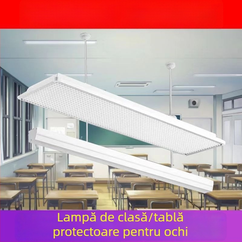 Lampă LED pentru sală de clasă, lampă liniară, protecție pentru ochi, iluminare bibliotecă anti-reflexie