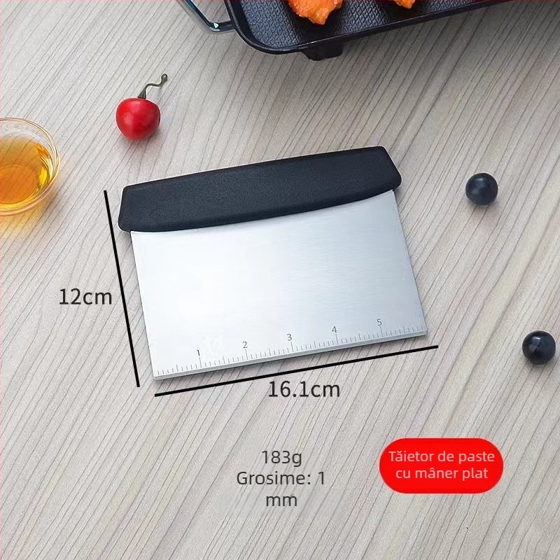 Spatulă teppanyaki din oțel inox cu mâner din cauciuc — pentru clătite, prăjituri și cotlete, stil japonez