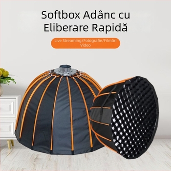 Softbox paraboloid adânc 70/90 cm cu montură Bowens, difuzor pentru lumină și grilă, instalare rapidă, cutie de iluminat profesională
