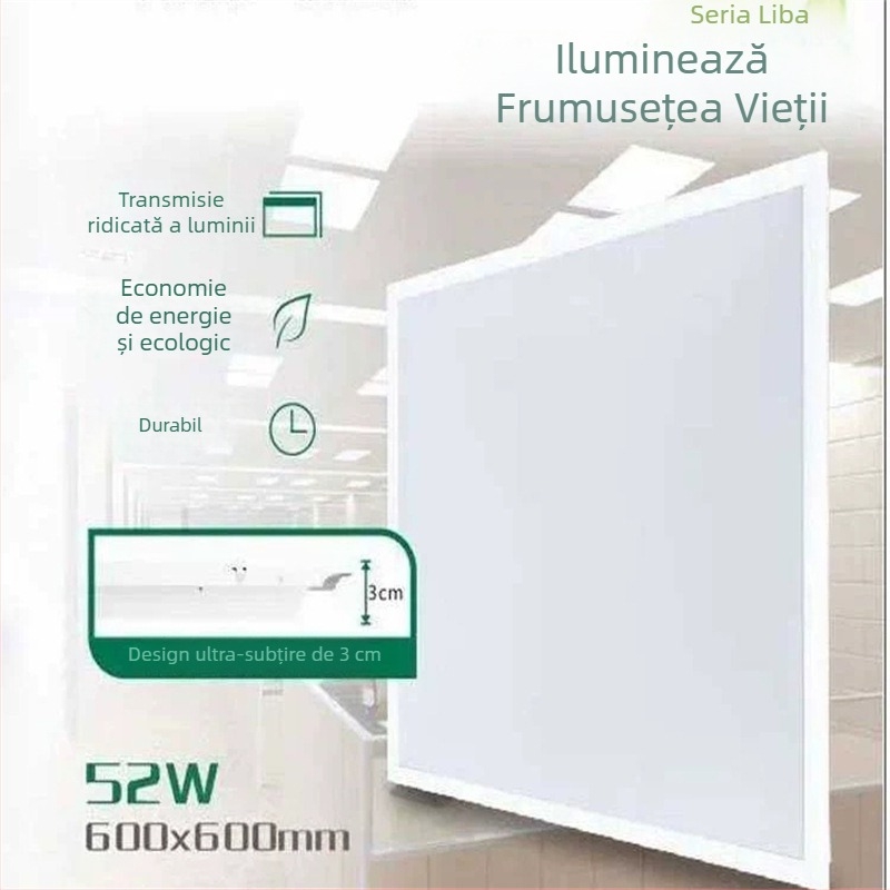 Shunguan LED panou plat 600x600, panou cu grilă ascunsă și placă din vată minerală, panou de birou 60x60 cm