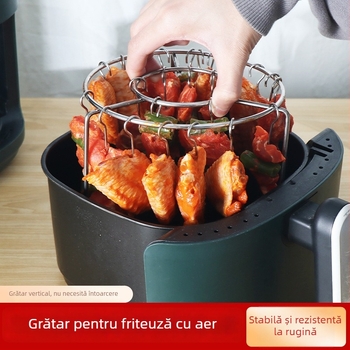 Suport circular din oțel inoxidabil pentru frigărui, pentru air fryer, montat vertical, bucătărie interioară