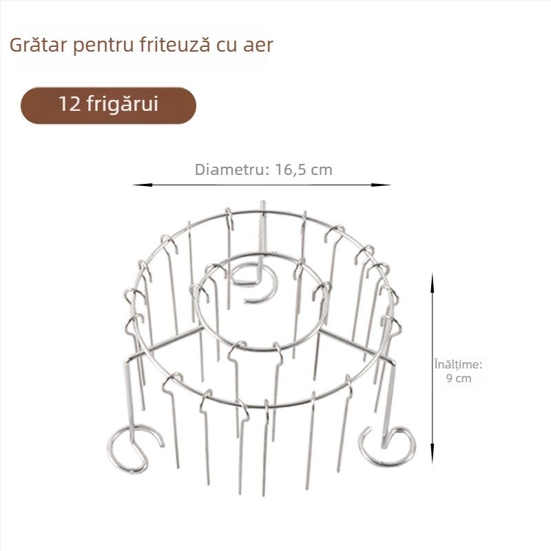 Suport circular din oțel inoxidabil pentru frigărui, pentru air fryer, montat vertical, bucătărie interioară