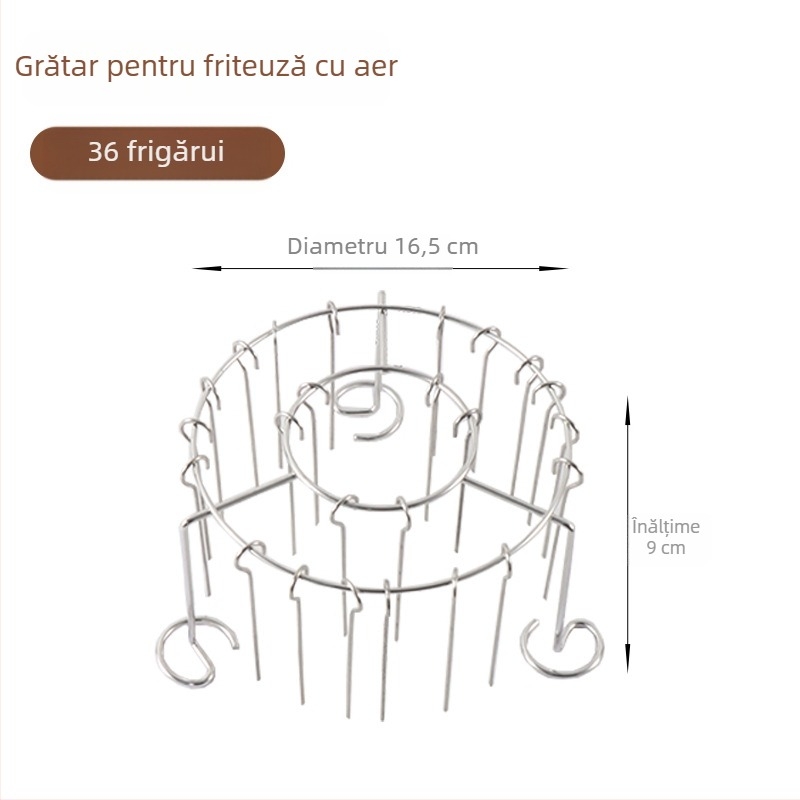 Suport circular din oțel inoxidabil pentru frigărui, pentru air fryer, montat vertical, bucătărie interioară