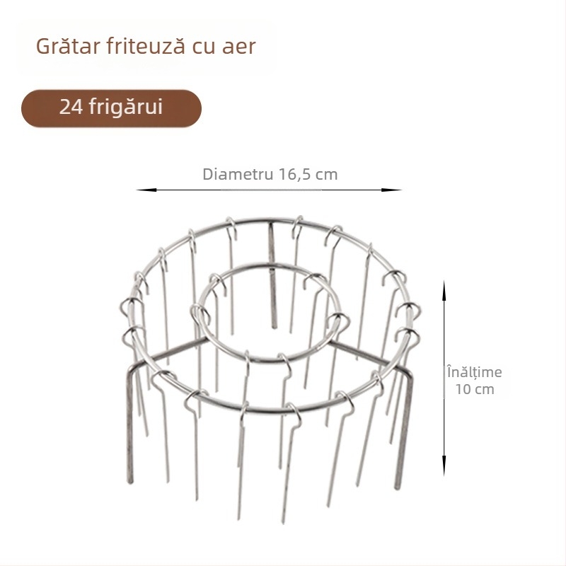 Suport circular din oțel inoxidabil pentru frigărui, pentru air fryer, montat vertical, bucătărie interioară