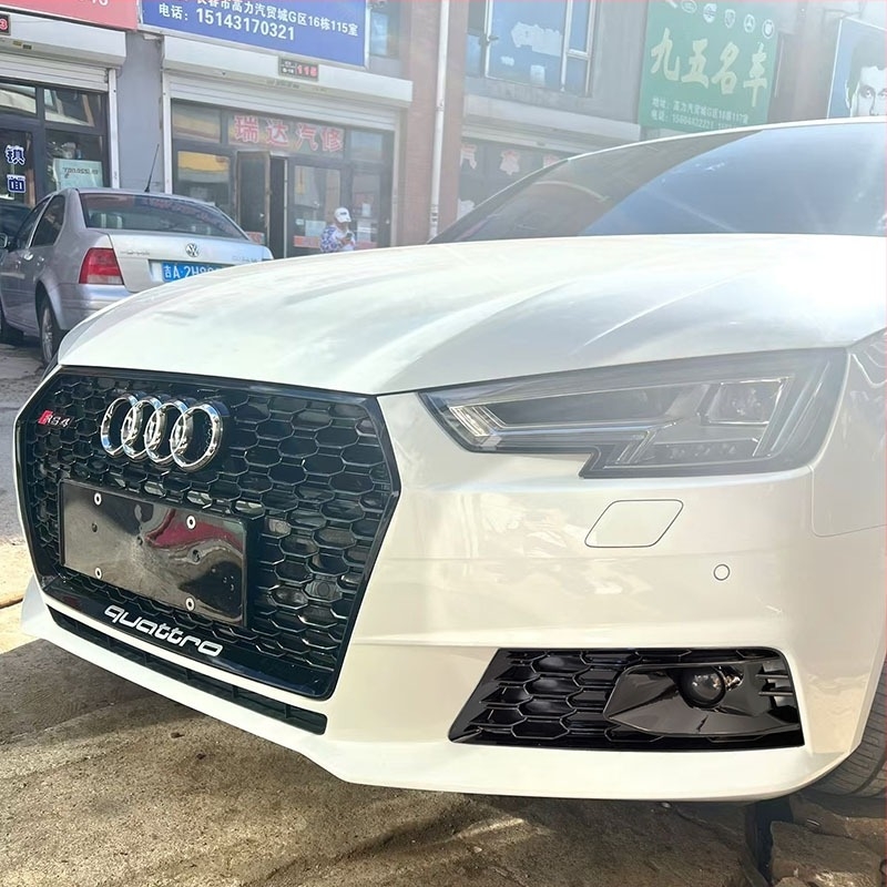 Grilă de faruri Audi A4 cu design fagure, negru lucios, capac de far de ceață și grilă de admisie aer, cod 8W0807681