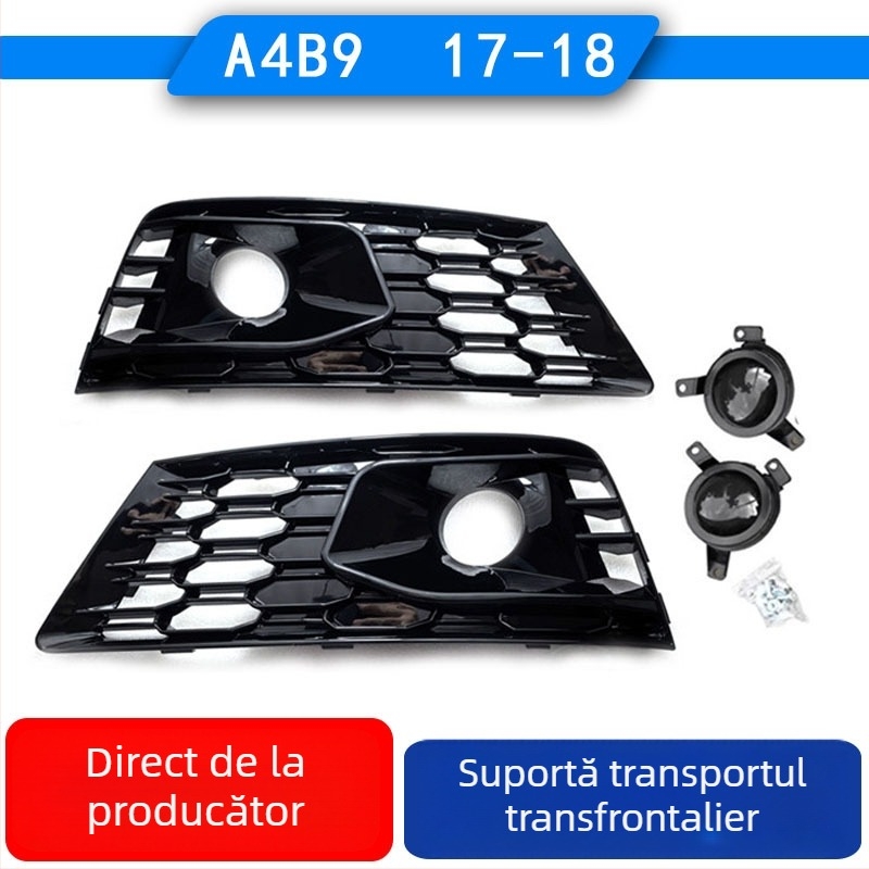 Grilă de faruri Audi A4 cu design fagure, negru lucios, capac de far de ceață și grilă de admisie aer, cod 8W0807681