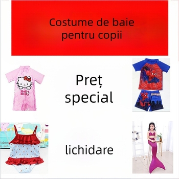 Costum de baie pentru copii cu imprimeu desen animat, unisex, set părinte-copil, poliester, 2–14 ani