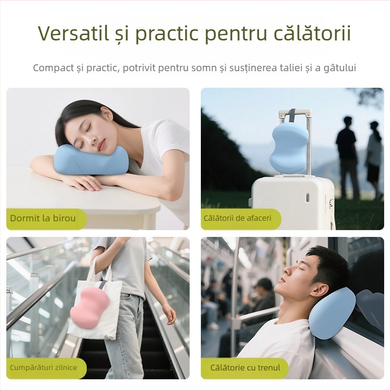 Perne portable mini pentru călătorii: susținere pentru gât și zona lombară; potrivită pentru avion, tren, mașină și tren de mare viteză; pernă pentru odihnă la birou.