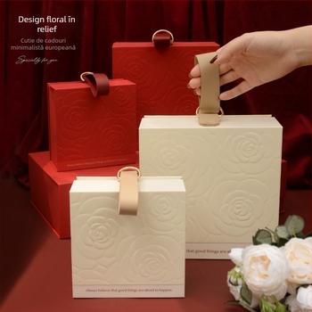 Cutie cadou premium pentru domnișoara de onoare, ambalaj de ziua de naștere, cutie din hârtie modernă minimalistă, ștanțare la cald și relief, logo inclus, cutie goală în vrac