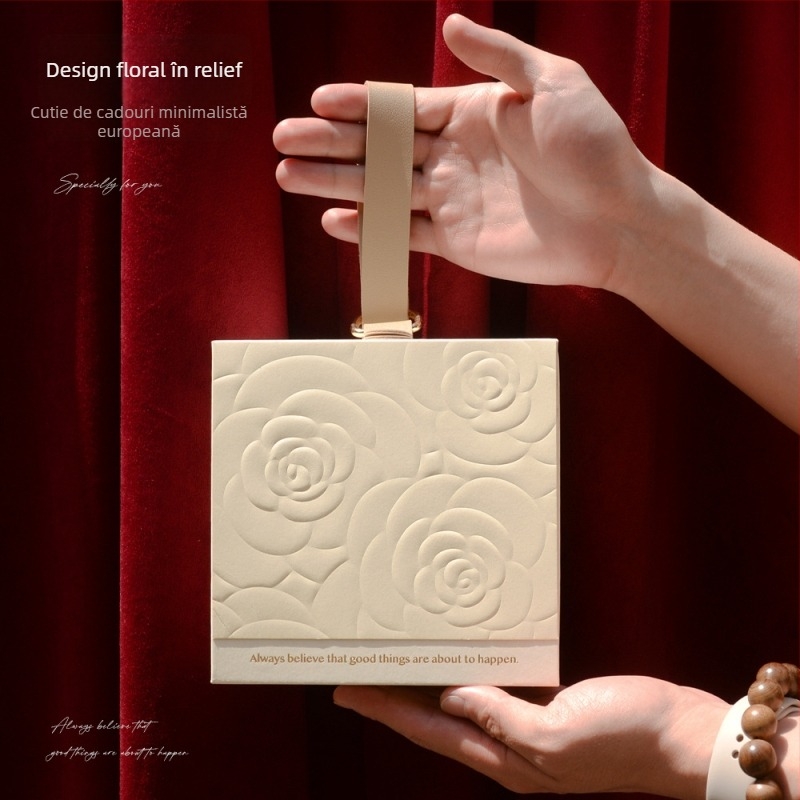 Cutie cadou premium pentru domnișoara de onoare, ambalaj de ziua de naștere, cutie din hârtie modernă minimalistă, ștanțare la cald și relief, logo inclus, cutie goală în vrac