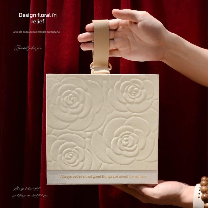 Cutie cadou premium pentru domnișoara de onoare, ambalaj de ziua de naștere, cutie din hârtie modernă minimalistă, ștanțare la cald și relief, logo inclus, cutie goală în vrac