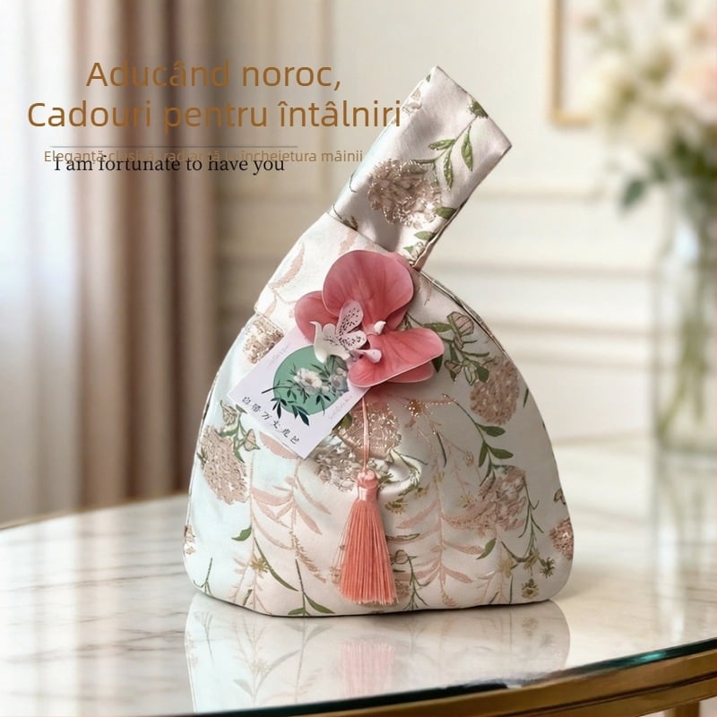 Genți cadou pentru domnișoarele de onoare, ambalaj cadou în stil chinezesc modern, pungi de cadouri pentru nuntă cu felicitări