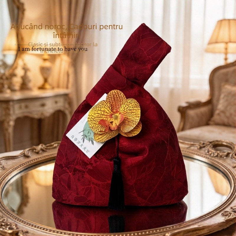 Genți cadou pentru domnișoarele de onoare, ambalaj cadou în stil chinezesc modern, pungi de cadouri pentru nuntă cu felicitări