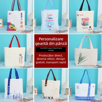 Geantă din pânză cu logo personalizat, pânză laminată de înaltă calitate, geantă la comandă din bumbac gol și geantă cu șnur