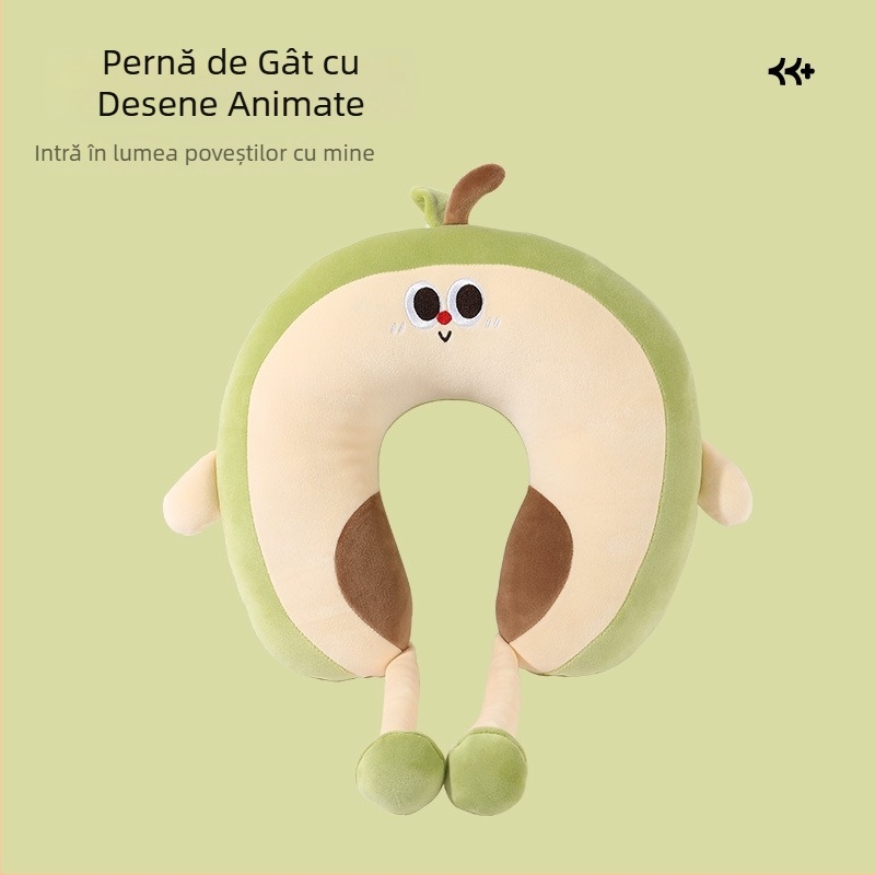 Pernă de gât în formă de U, drăguță, cu umplutură PP, design pentru cupluri, pentru călătorii și birou