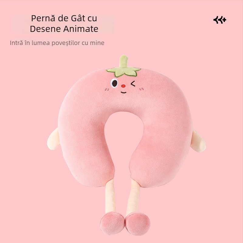 Pernă de gât în formă de U, drăguță, cu umplutură PP, design pentru cupluri, pentru călătorii și birou