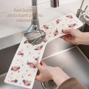 Bandă absorbantă lungă din pulpă de lemn și bumbac, în stil desen animat, pentru chiuvetă și blat de bucătărie.