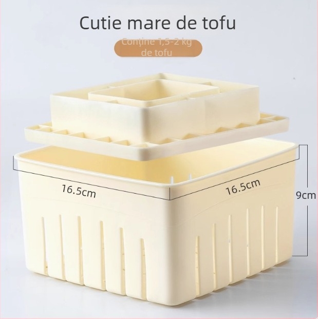 Formă de tofu pentru uz casnic, de calitate alimentară – set pentru începători: formă de tofu și presă pentru eliminarea apei, recipient din plastic, ustensilă de bucătărie