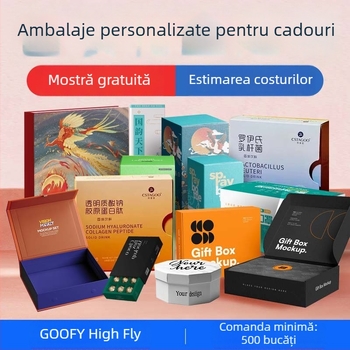 Cutie cadou personalizată pentru cosmetic — cutie în format carte, capac rabatabil, tavă glisantă și capacul/bază cu două părți