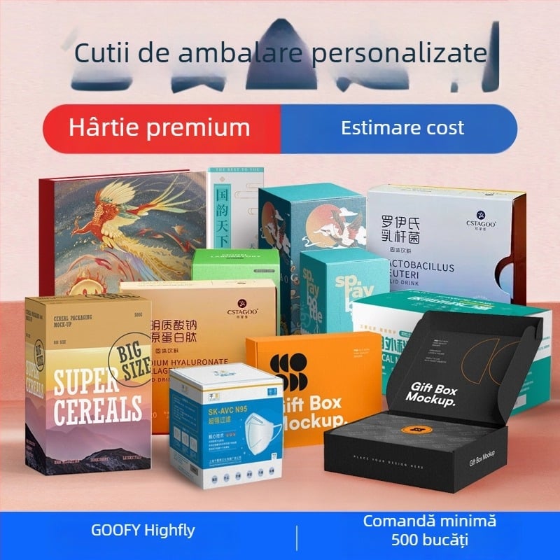 Cutie cadou personalizată pentru cosmetic — cutie în format carte, capac rabatabil, tavă glisantă și capacul/bază cu două părți