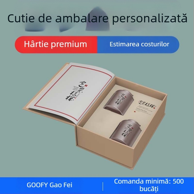 Cutie cadou personalizată pentru cosmetic — cutie în format carte, capac rabatabil, tavă glisantă și capacul/bază cu două părți