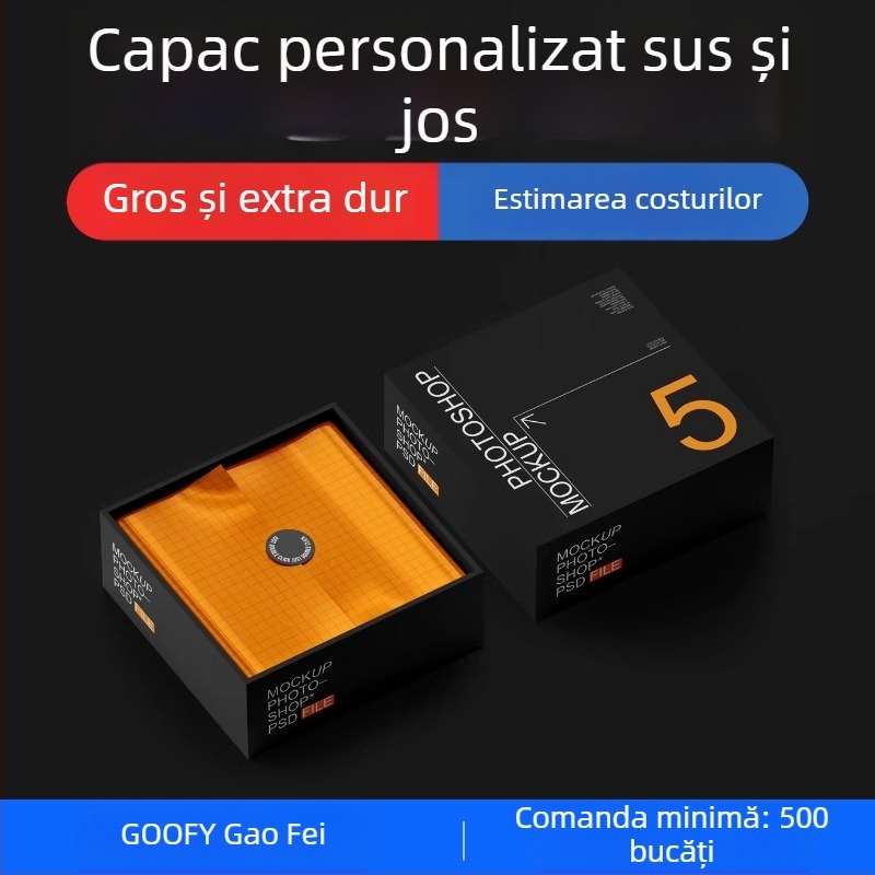 Cutie cadou personalizată pentru cosmetic — cutie în format carte, capac rabatabil, tavă glisantă și capacul/bază cu două părți