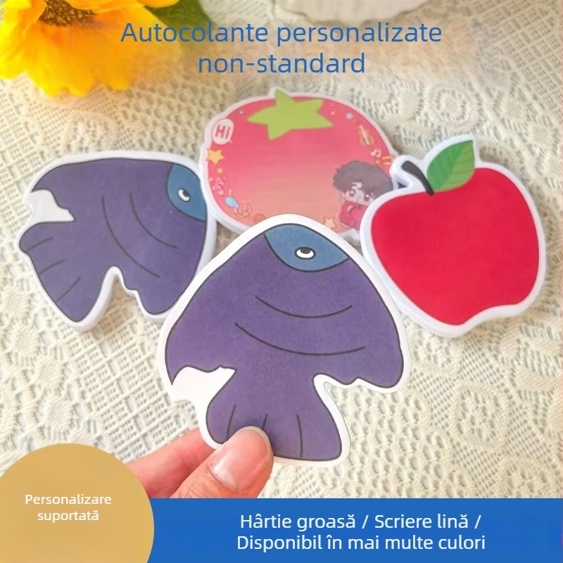 Note lipicioase personalizate cu personaje desenate – bloc de notițe pentru elevi, caiet de clasă cu formă specială