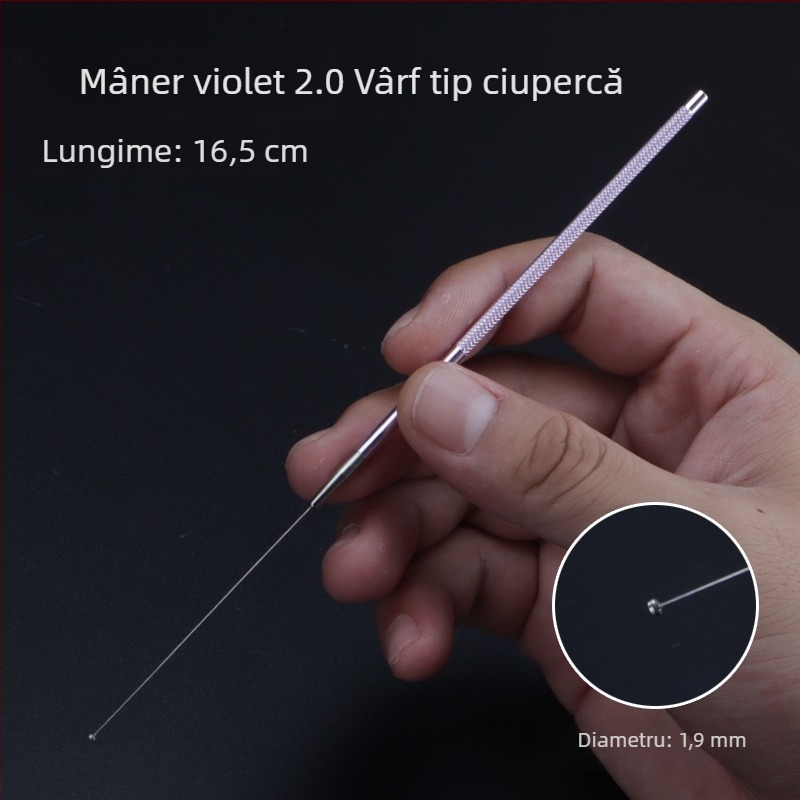 ALJ6 Set profesional pentru curățarea urechilor, mâner din aluminiu, vârfuri mari și mici pentru urechi, lingură cu cap de ciupercă, bețișoare din bumbac