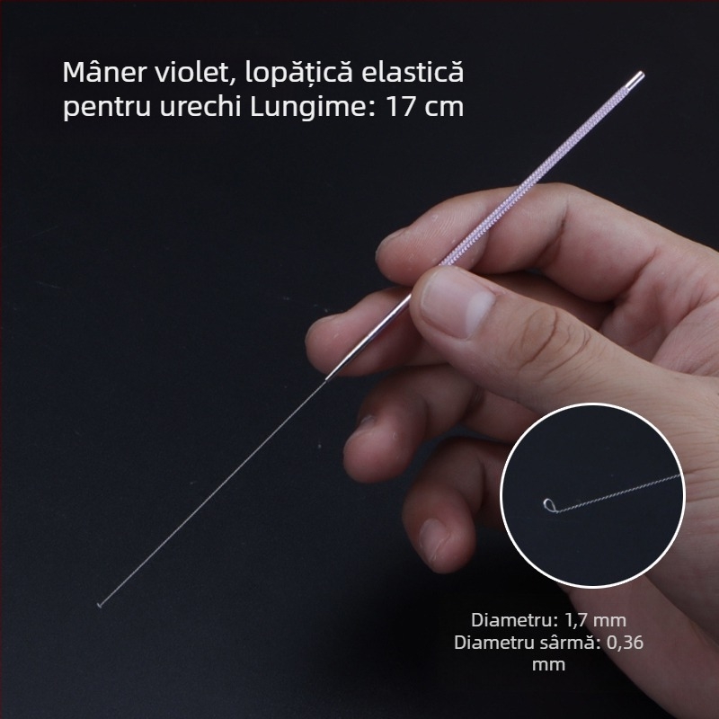 ALJ6 Set profesional pentru curățarea urechilor, mâner din aluminiu, vârfuri mari și mici pentru urechi, lingură cu cap de ciupercă, bețișoare din bumbac
