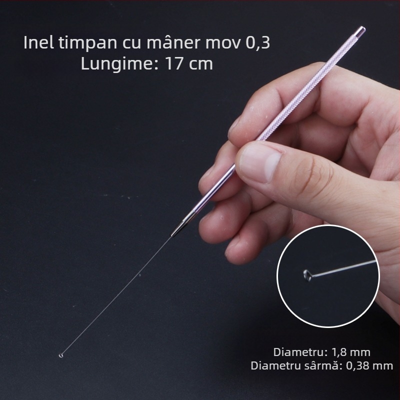 ALJ6 Set profesional pentru curățarea urechilor, mâner din aluminiu, vârfuri mari și mici pentru urechi, lingură cu cap de ciupercă, bețișoare din bumbac