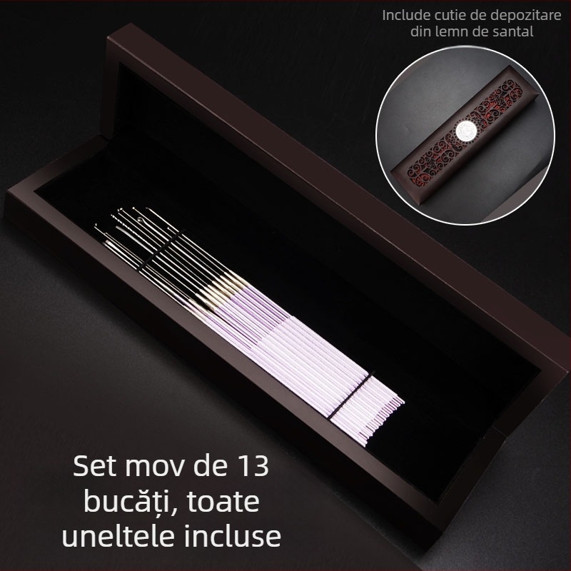 ALJ6 Set profesional pentru curățarea urechilor, mâner din aluminiu, vârfuri mari și mici pentru urechi, lingură cu cap de ciupercă, bețișoare din bumbac