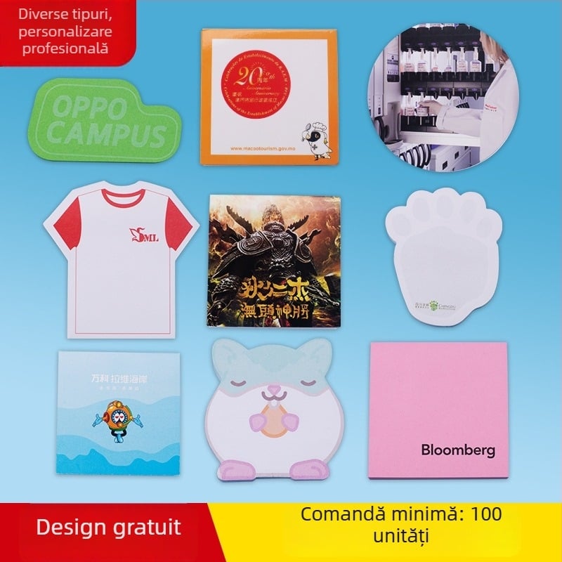 Jurnal colorat cu note adezive în formă neobișnuită, imprimare a logo-ului pe copertă