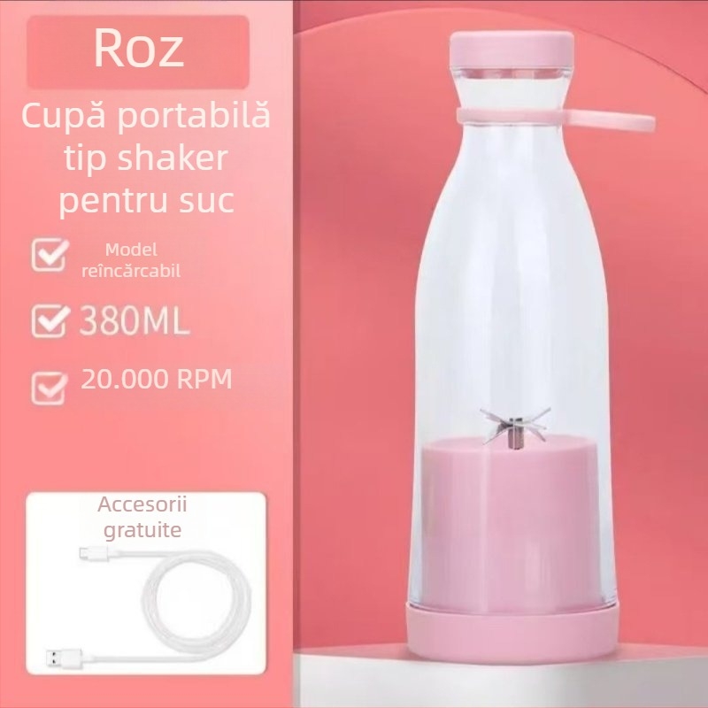 Cana portabilă fără fir pentru suc, 2026 nou model, storcător electric pentru fructe, design compact în formă de sticlă de vin