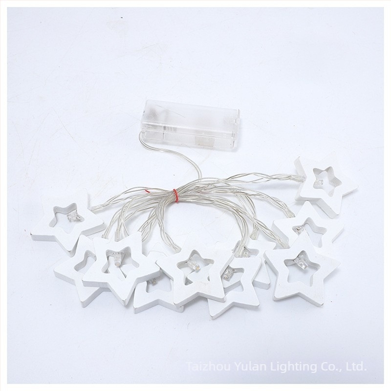 Şir de lumini LED pentru Crăciun și Ziua Îndrăgostiților – lumini decorative festive, pandantiv iluminat de noapte, 2.1 m, IP44, carcasă din lemn, baterie, comutator, personalizabile