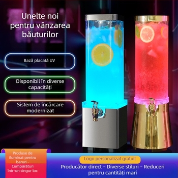 Butoi mini de bere cu iluminare LED pentru bar, 3 L, cu robinet
