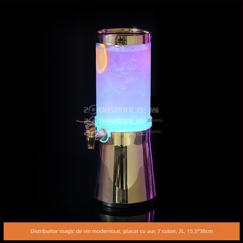 Butoi mini de bere cu iluminare LED pentru bar, 3 L, cu robinet