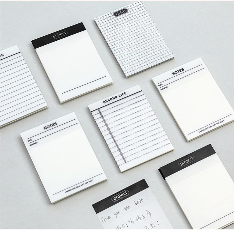 Note adezive transparente, scrise pe PET, impermeabile, design minimalist, notițe pe hârtie