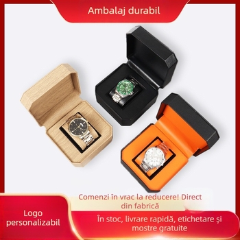 Cutie de depozitare pentru ceas din piele PU, elegantă, portabilă, cutie octagonală pentru ceas