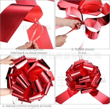 Fundă de nuntă cu panglică, decor pentru mașină cu floare sferică, decor de Crăciun, decor pentru cadou de ziua de naștere, fundă pentru cutia cadoului