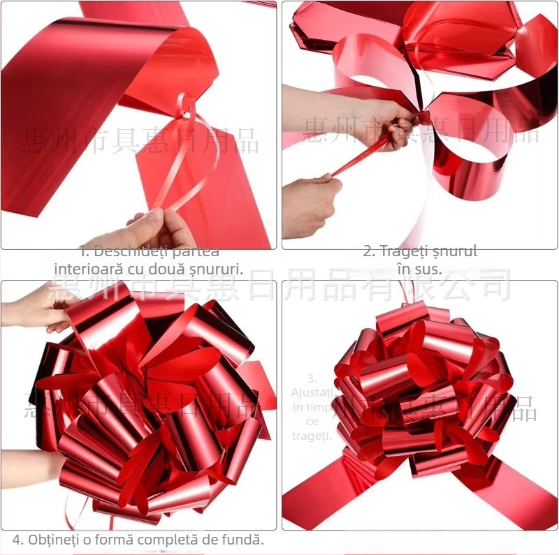Fundă de nuntă cu panglică, decor pentru mașină cu floare sferică, decor de Crăciun, decor pentru cadou de ziua de naștere, fundă pentru cutia cadoului