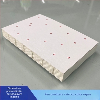 Planner A6 drăguț, în stil japonez și coreean, personalizabil cu designul tău, cu layout flat lay, legare cusută și spate expus.